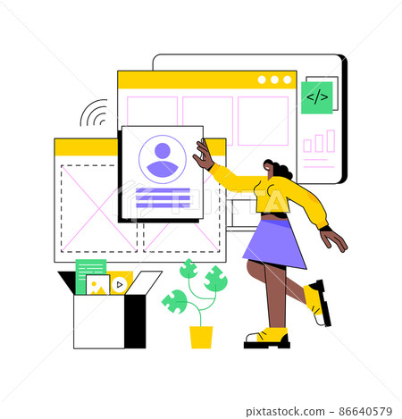 Web application design abstract concept vector illustration. Desktop software development, programmer team, web design service, project management, user interface, page menu bar abstract metaphor. Web application design abstract concept vector illustration. Desktop software development, programmer team, web design service, project management, user interface, page menu bar abstract metaphor. 86640579