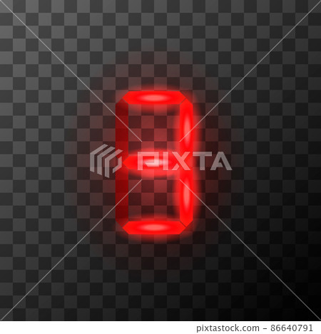 Bright led red vintage digital three number, retro tehnic 3 letter on transparent background 86640791