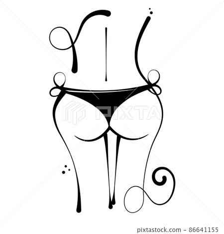 The figure of a girl is an abstract illustration on a white The figure of a girl is an abstract illustration on a white 86641155