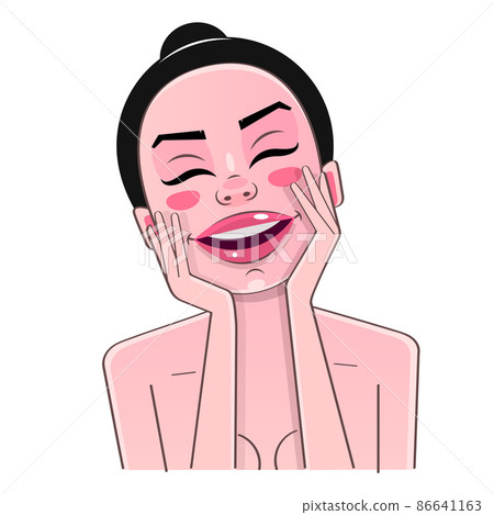 Hand drawn beautiful young woman face makeup portrait. Fashion girl model illustration. Hand drawn beautiful young woman face makeup portrait. Fashion girl model illustration. 86641163