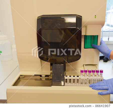 Process of coronavirus testing examination by nurse medic in laboratory lab, COVID-19 swab collection kit, test tube for taking OP NP patient specimen sample, patient receiving a corona test Process of coronavirus testing examination by nurse medic in laboratory lab, COVID-19 swab collection kit, test tube for taking OP NP patient specimen sample, patient receiving a corona test 86641907