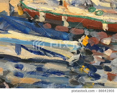 Bold swipes of color flow horizontally across the canvas in this abstract background Bold swipes of color flow horizontally across the canvas in this abstract background 86641908