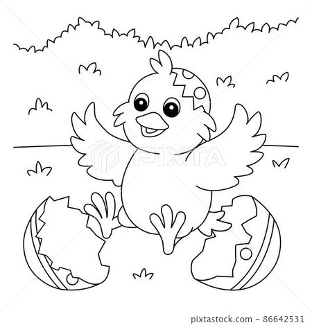 Chick Pop Out In Easter Egg Coloring Page 86642531