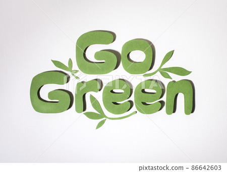 Go Green paper cut lettering. Environment day concept. 86642603