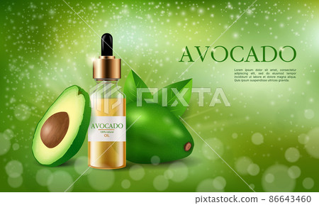 Banner of Natural Avocado Cosmetics, realistic vector illustration Banner of Natural Avocado Cosmetics, realistic vector illustration 86643460