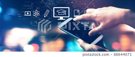 E-learning concept with city lights at night 86644071