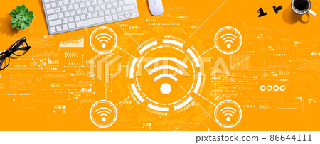 Wifi theme with a computer keyboard 86644111