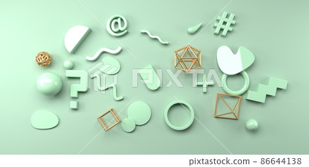 Geometric shapes - flat lay view - 3D Geometric shapes - flat lay view - 3D 86644138