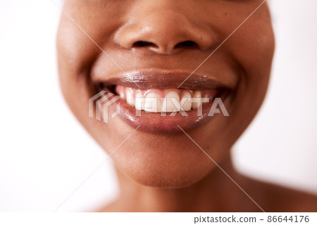 A smile can change the world. Studio shot of an unrecognizable woman smiling against a white background. 86644176