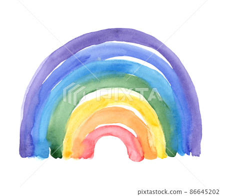 Bright simple rainbow colors watercolor shape Bright simple rainbow colors watercolor shape 86645202