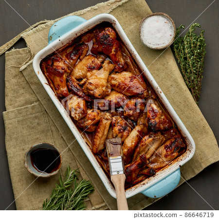 Barbecue chicken wings. Slow cooker sweet and spicy. Oven baked marinated chiken Barbecue chicken wings. Slow cooker sweet and spicy. Oven baked marinated chiken 86646719