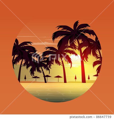 Beautiful Sunset Island Sea Green Bowl Bali Landscape Circle View 86647739