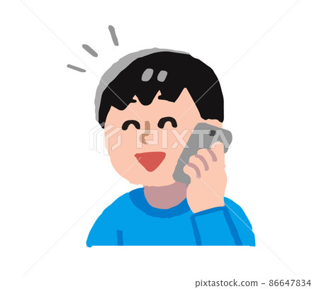 一個穿著便衣的男人用智能手機說話（簡單） 86647834