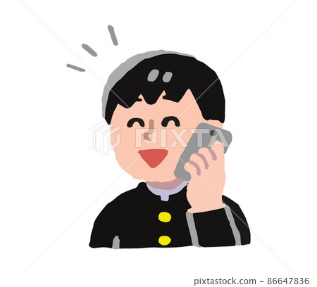 一個穿著校服的男人在用智能手機說話(簡單) 一個穿著校服的男人在用智能手機說話(簡單) 86647836