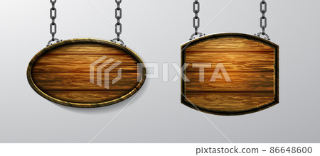 Vector realistic illustration of wooden signboard isolated 86648600