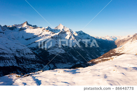 Snow mountain in Switzerland near Zermatt on day 86648778