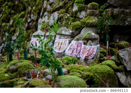 Jizo in beautiful moss | Autumn scenery 86649113