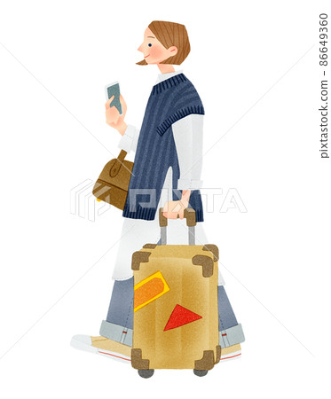 Traveling person female hand-drawn illustration 86649360
