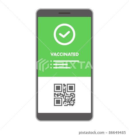用英語寫的智能手機疫苗護照的插圖 用英語寫的智能手機疫苗護照的插圖 86649485
