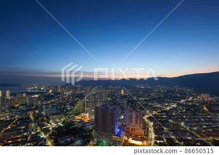 Aerial view of night cityscape 86650515