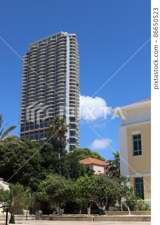 New high-rise buildings in greater Tel Aviv in Israel. Tel Aviv is a city and a tailor on the Mediterranean coast. 86650523
