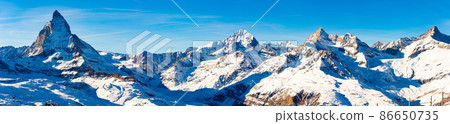 Matterhorn mountain in winter, Valais, Switzerland Matterhorn mountain in winter, Valais, Switzerland 86650735