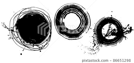 Splash in a circle, ink material, handwritten... - Stock Illustration ...