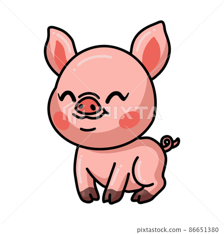 Cute happy little pig cartoon 86651380