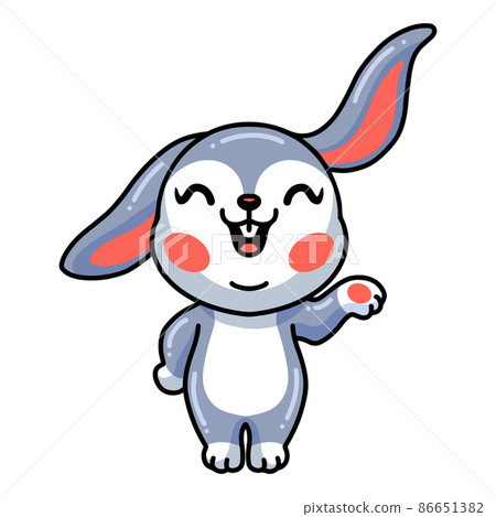 Cute little rabbit cartoon presenting 86651382