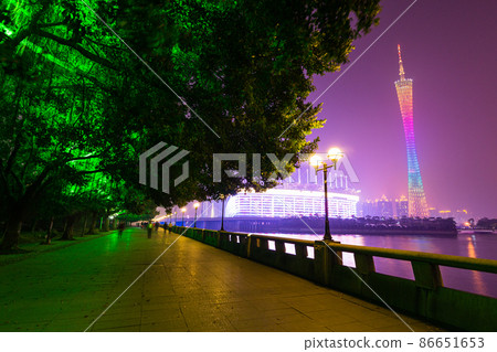 Illuminated Guangzhou Tower in Guangzhou, China 86651653