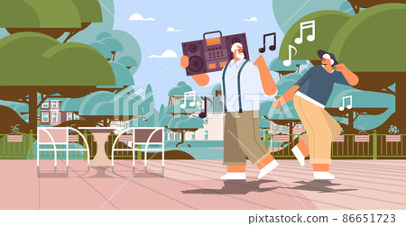 senior family with bass clipping blaster recorder dancing and singing grandparents having fun active old age concept senior family with bass clipping blaster recorder dancing and singing grandparents having fun active old age concept 86651723