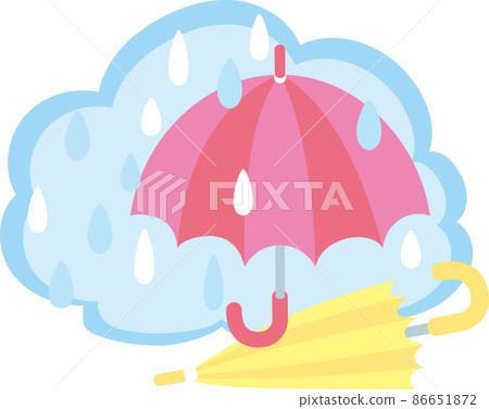 開紅傘和閉黃傘_帶背景色 86651872