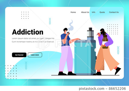 couple smoking e-cigarettes bad habits unhealthy lifestyle nicotine addiction concept couple smoking e-cigarettes bad habits unhealthy lifestyle nicotine addiction concept 86652206