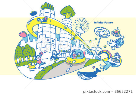Illustration of an infinite future forecast map Illustration of an infinite future forecast map 86652271
