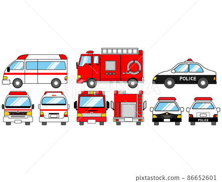 Ambulance, fire engine, police car, emergency vehicle, vector illustration 86652601