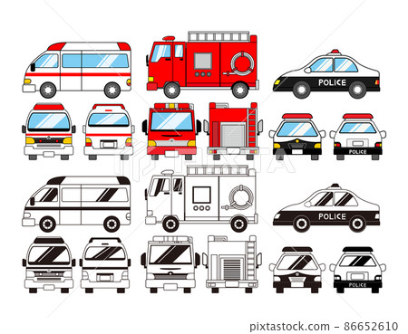 Ambulance, fire engine, police car, emergency vehicle, vector illustration 86652610