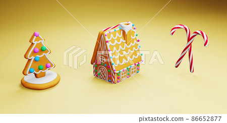 Gingerbread house and christmas tree Gingerbread house and christmas tree 86652877