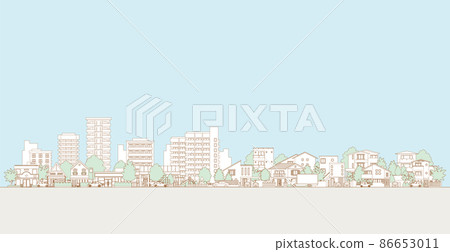 城市景觀的矢量插圖 線描插圖。 城市景觀的矢量插圖 線描插圖。 86653011