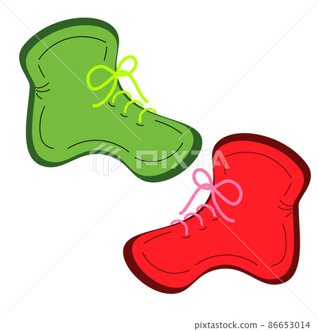 Set of multicolor off-season boots in bright hues . Isolate. Lifestyle. Handdrawn. Set of multicolor off-season boots in bright hues . Isolate. Lifestyle. Handdrawn. 86653014