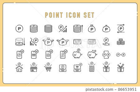 Icon material illustration set related to points and money 86653951