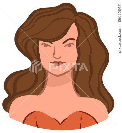 Trendy and stylish female character with long hair Trendy and stylish female character with long hair 86655047