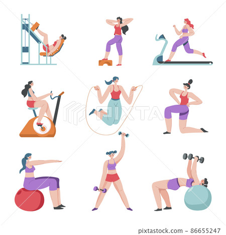 Fitness and exercises of woman, training in gym 86655247