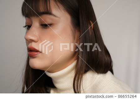 穿簡單高領毛衣的女性 穿簡單高領毛衣的女性 86655264