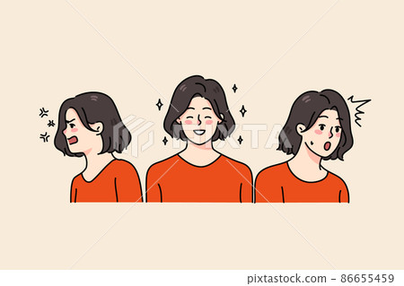 Young woman having different emotions Young woman having different emotions 86655459