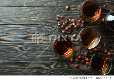 Concept of hard alcoholic drinks with cognac Concept of hard alcoholic drinks with cognac 86655583