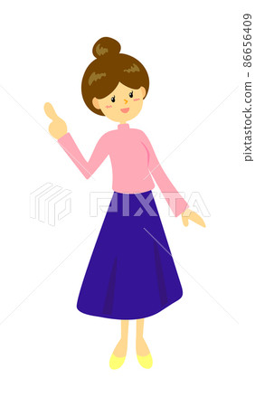 一個女人指著裙子風格的髮髻 01 一個女人指著裙子風格的髮髻 01 86656409