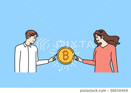 People hold bitcoin work with cryptocurrency  86656469