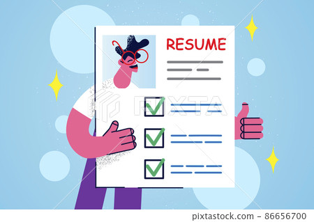 Smiling man employee on paper work resume 86656700