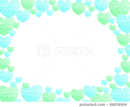 White Day Material Elliptical frame with green and turquoise hearts drawn with large and small crayons White in the horizontal frame Other colors available 86656904