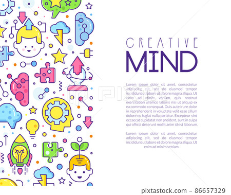 Brain and Creative Mind Design with Line Icon Vector Template Brain and Creative Mind Design with Line Icon Vector Template 86657329